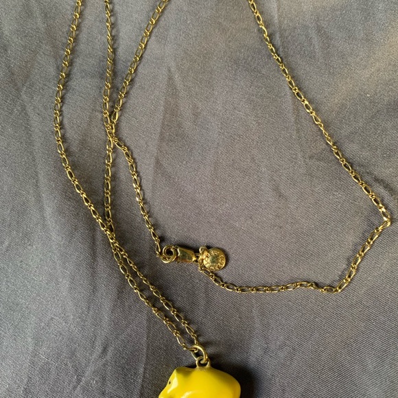 J. Crew yellow enamel hippo necklace on gold chain - Picture 5 of 7